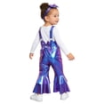 thumbnail image 2 of Miaeowve Toddler Baby Girls Retro 70s Outfit Disco Flared Jumpsuit Sleeveless Sparkly Bodysuit Blue 4T, 2 of 7