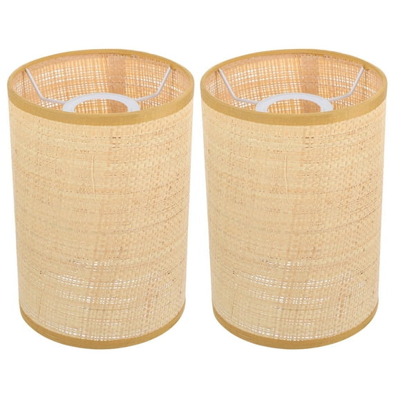 WORGEOUS 2pcs Pendant Lamp Shades Rattan Hanging Lamp Shade Rustic Lamp Cover Ceiling Lamp Cover(E27/E14)