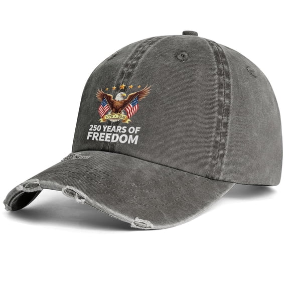 United States 250th Anniversary Hat with American Flag Heat Press Design and Breathable Baseball Cap Structure
