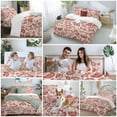 thumbnail image 6 of Farmhouse Red Floral Duvet Cover Set California King Size Linen Boho Flower Rustic Country Soft Lightweight Comforter Covers 4 Piece Bedding Set with 1 Duvet Cover 1 Bed Sheet & 2 Pillow Shams, 6 of 8