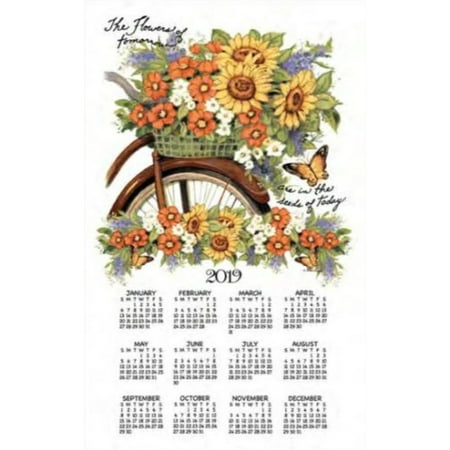 Kayo Designs - 2019 Bicycle Floral Towel Calendar, Kitchen Towel by Kay Dee Designs