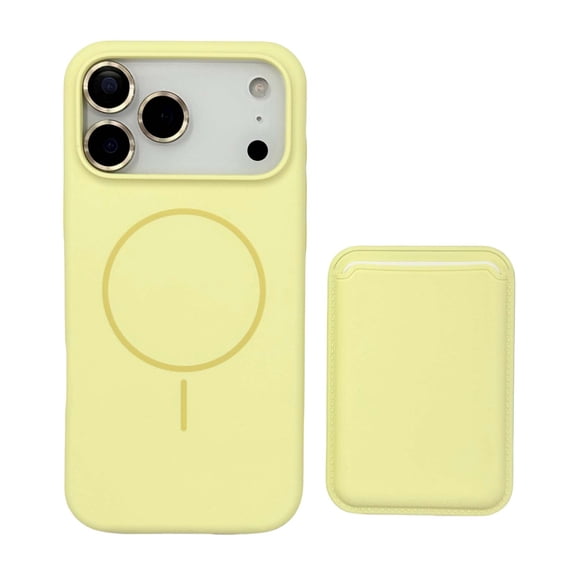 For iPhone 16 Pro Phone Case,2-in-1 Magnetic Detachable Card Holder,Compatible with Mag-Safe,With Camera Lens Protector,Shockproof Ultra Slim Anti-fall Anti-scratch Rugged Phone Case,Yellow