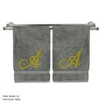 thumbnail image 2 of Monogrammed Hand Towel, Personalized Gift, 16 x 30 Inches - Set of 2 - Gold Embroidered Towel - Extra Absorbent 100% Turkish Cotton - Soft Terry Finish - for Bathroom, Kitchen and Spa - Script A Gray, 2 of 2