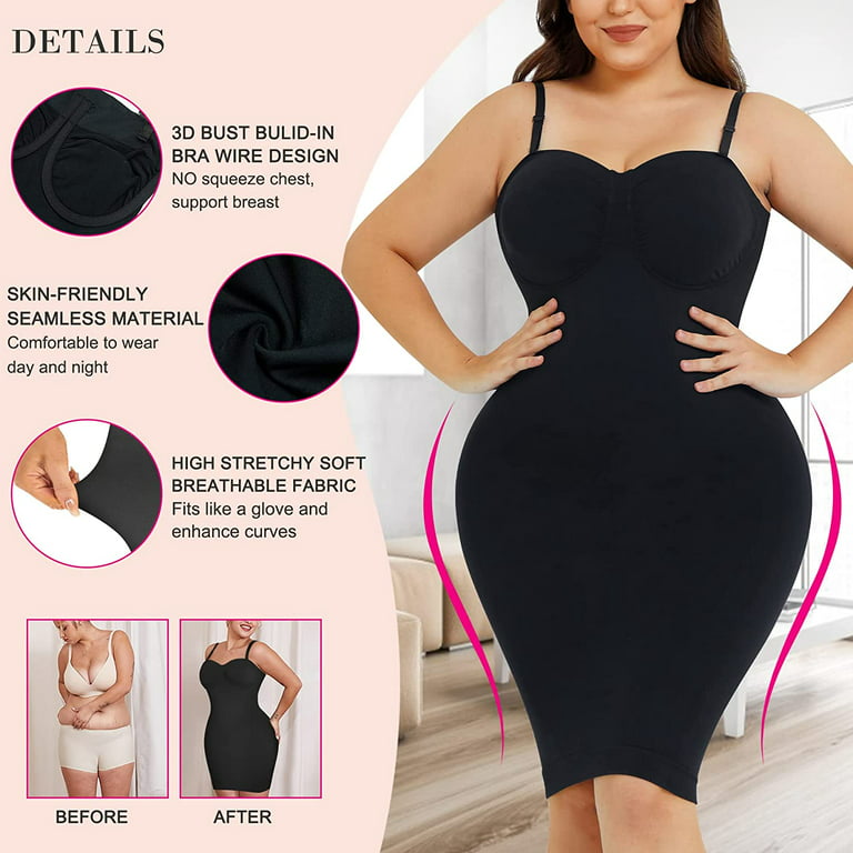 Gotoly Women Tummy Control Shapewear Slip Under Dresses Strapless Body  Shaper Seamless Underskirts(Black 3X-Large/4X-Large)