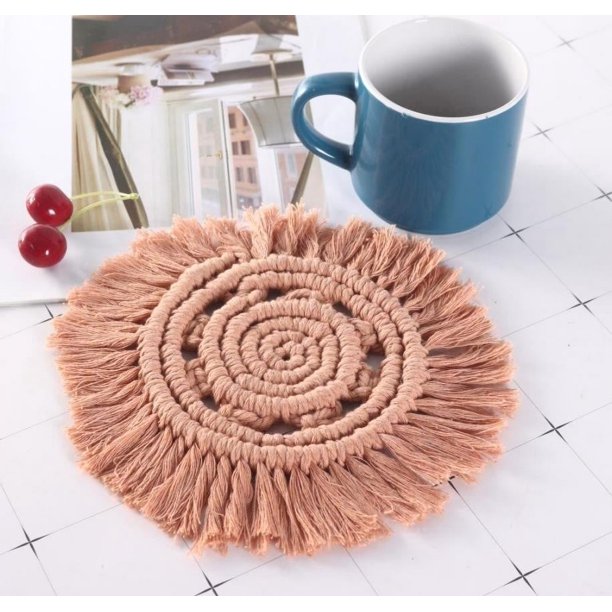 XWSHYW Utensilios y Gadgets de Cocina. Posavasos Tejidos Sin Borlas Gruesas, Tapete Aislante, Mantel Bohemio para Mesa