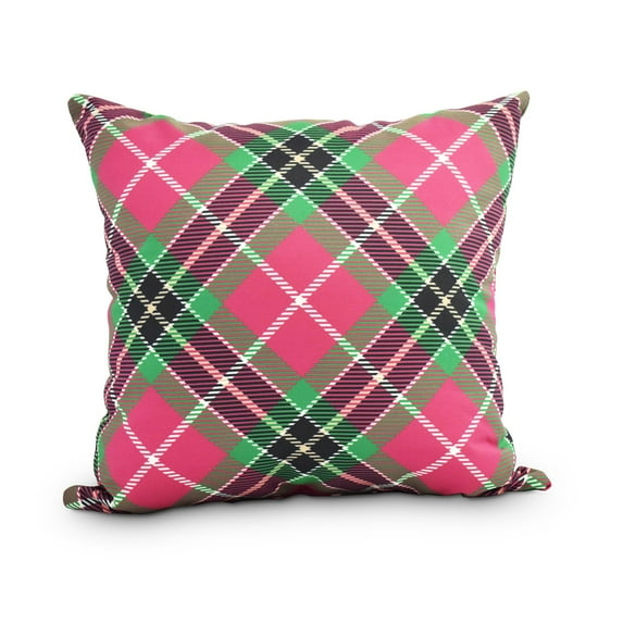 Mad for Plaid 26 Inch Red Holiday Print Decorative Throw Pillow