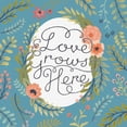 thumbnail image 2 of Penner, Janelle 26x26 White Modern Wood Framed Museum Art Print Titled - Retro Garden II - Love Grows Here Blue, 2 of 4