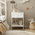 thumbnail image 2 of White Nightstand with Drawer and Open Shelf,Modern Solid Wood Bedside Table,End Table for Bedroom, Living Room,Small Spaces, 2 of 8