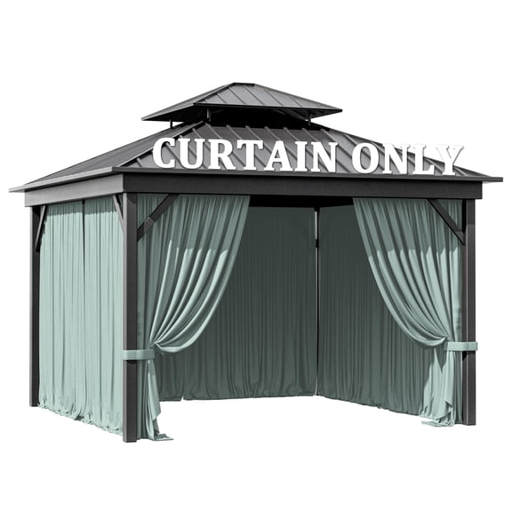 Pakunoda 10' X 6.5' Gazebo Universal Replacement 4-Panel Curtains, Waterproof Outdoor Privacy Curtains Calcite Blue Sidewall with Zipper for Patio, Curtain Only