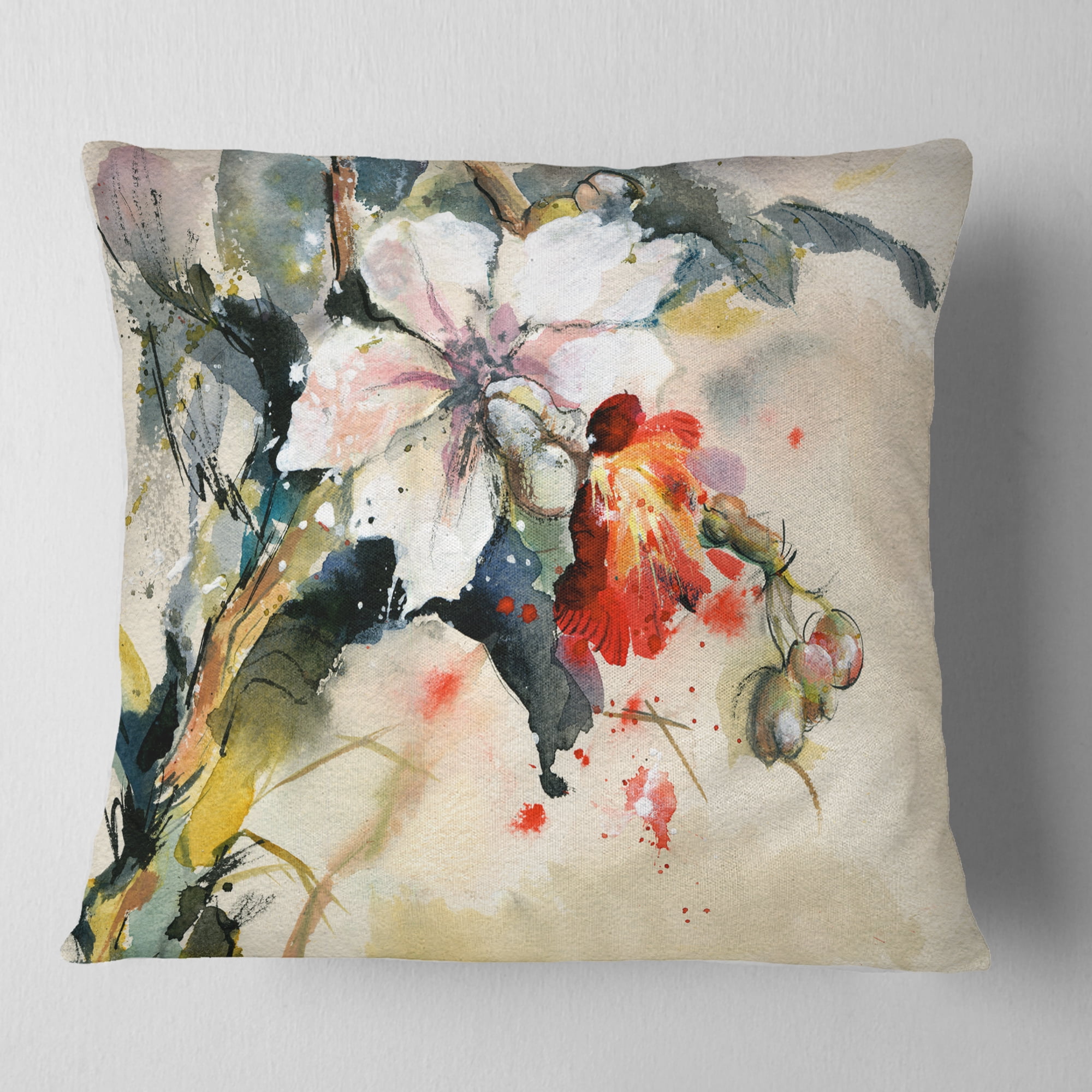 Designart Orchid in Bloom - Floral Throw Pillow - 16x16