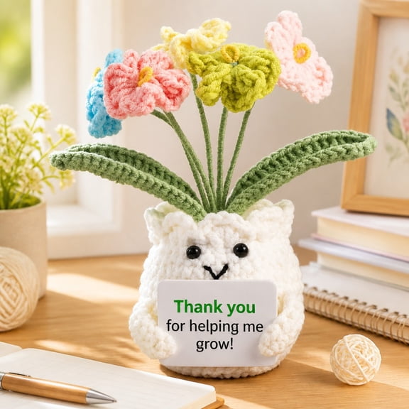 1PCS Crochet Flowers,Desk Decor, Display Box, Teacher Appreciation, Coworker, Employee, Thank You Gift, Handmade Desk Decor