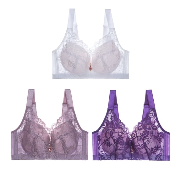 JGTDBPO Front Closure Bras For Women No Underwire Plus Size Full Coverage Bras Front Snap Bras Post Surgery Front Closure Brassiere Sports Bra Zip Wireless Minimizer Bra