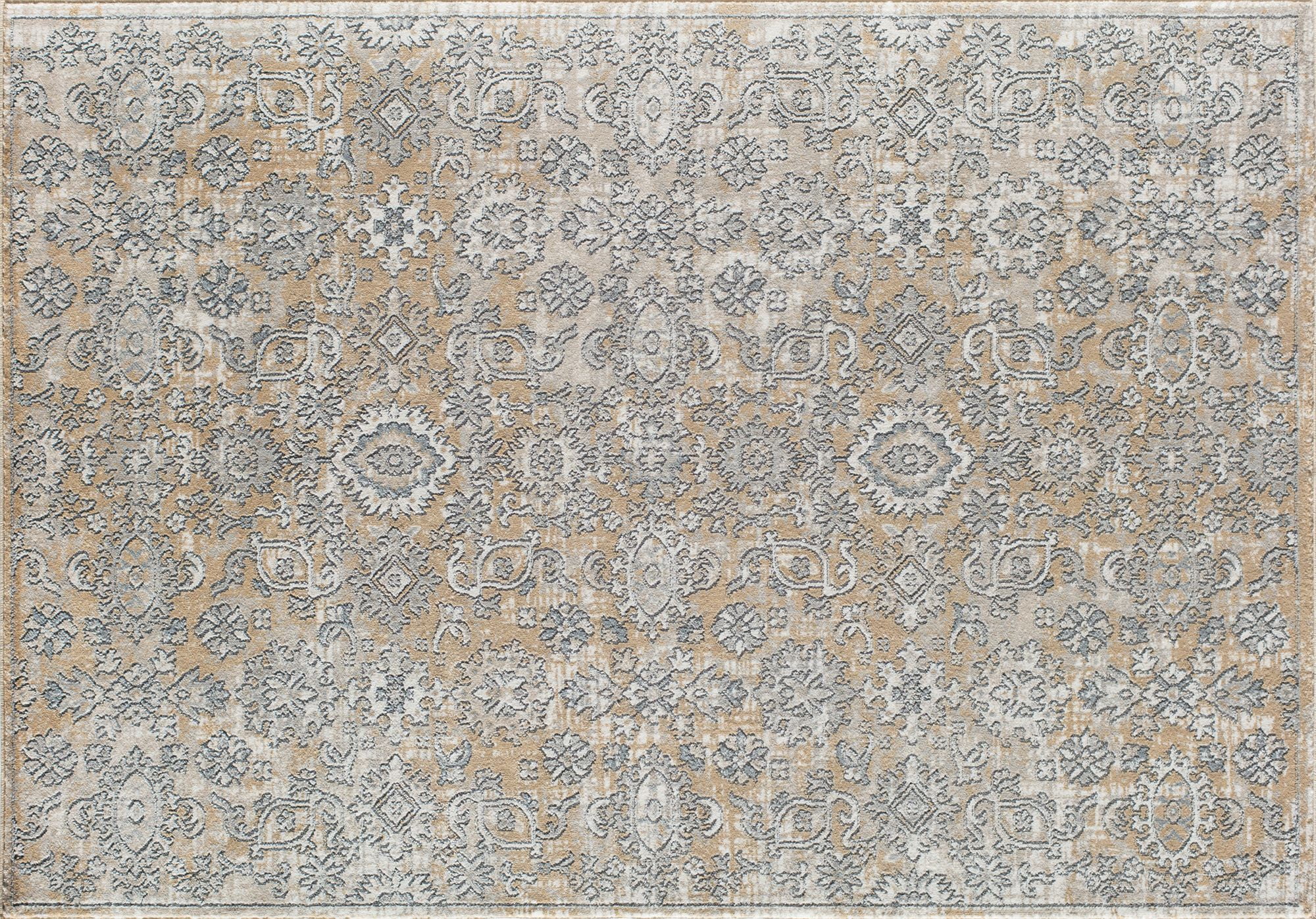 Rugs America Ludlow MD10B Chantilly Cream Transitional Vintage Tan Area Rug, 2'6" x 8'