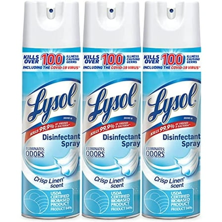 Lysol Disinfectant Spray, Sanitizing And Antibacterial Spray, For Disinfecting And Deodorizing, Early Morning Breeze, 3 Count, 19 Fl Oz Each