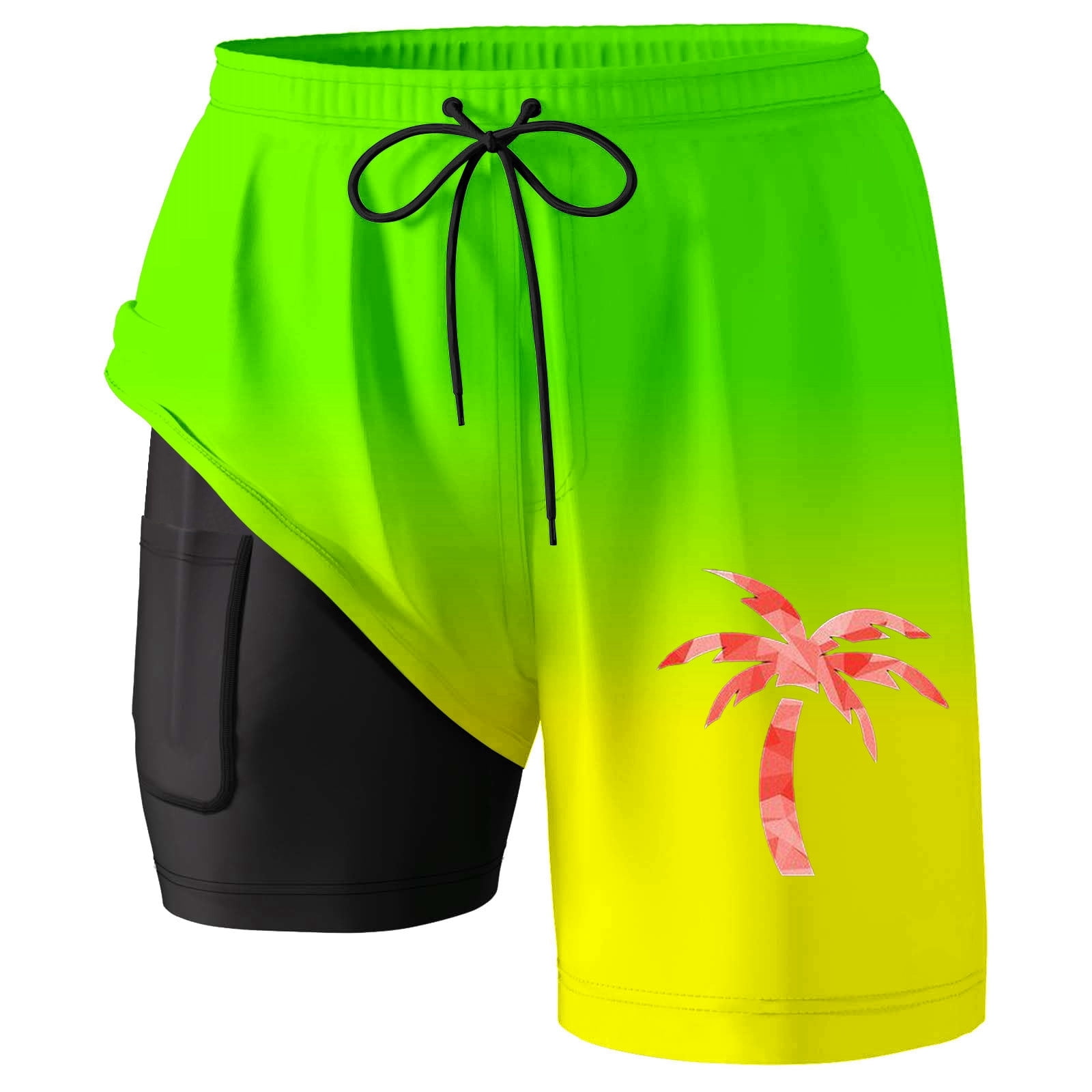 Boys Swim Trunks Animal Print Short Sleeved T Shirt Capybara Mental State Beach Clothes for Men,Green,3XL