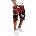 thumbnail image 2 of Cargo Shorts for Men Elastic Waist Drawstring Knee Length Bermuda Shorts with 4 Pockets Summer Hiking Outdoor Short Red 4XL, 2 of 6