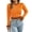 Orange, variant on Womens Sweaters Crewneck Cropped Cable Knit Pullover Long Sleeve Varsity Style Jumper with Striped Trim High Waist Tops for Ladies Fall Winter Fashion