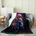 thumbnail image 2 of Sugar Skull Throw Blanket Colorful 3D Groovy Hippie Daisy Fleece Blanket for Kids Teens Adults Starry Galaxy Retro Flowers Flannel Blanket for Party Living Room Baby 30x40, 2 of 6