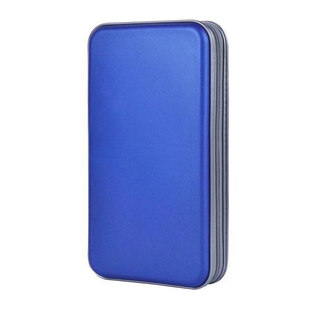 72 Capacity CD Case, Blue Hard Plastic CD/DVD Disc Storage Holder Portable Wallet