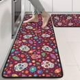 thumbnail image 2 of Kitchen Rugs Sets Of 2,Purple Colorful Skull Flower Pattern Anti Fatigue Kitchen Mat Rugs Non Slip Washable,Decorative Kitchen Floor Mats for Kitchen,Sink,Laundry,17"x47"+17"x47", 2 of 5