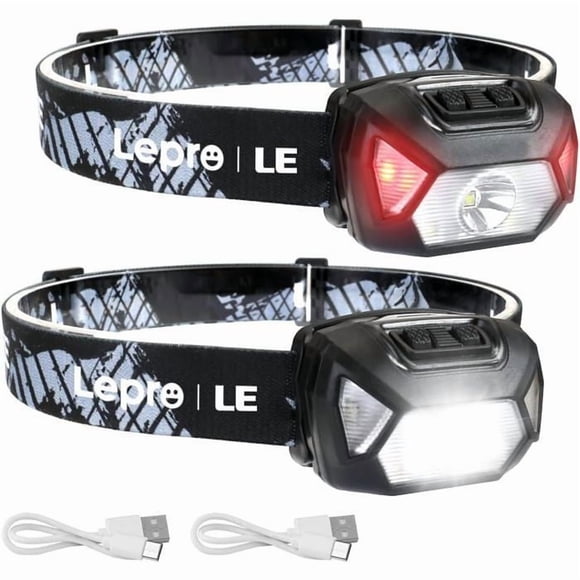 2Pcs LED Headlamp Headlight 500 Lumens Cree LED with Temperature Induction Change, 4 Modes for Hiking Cycling