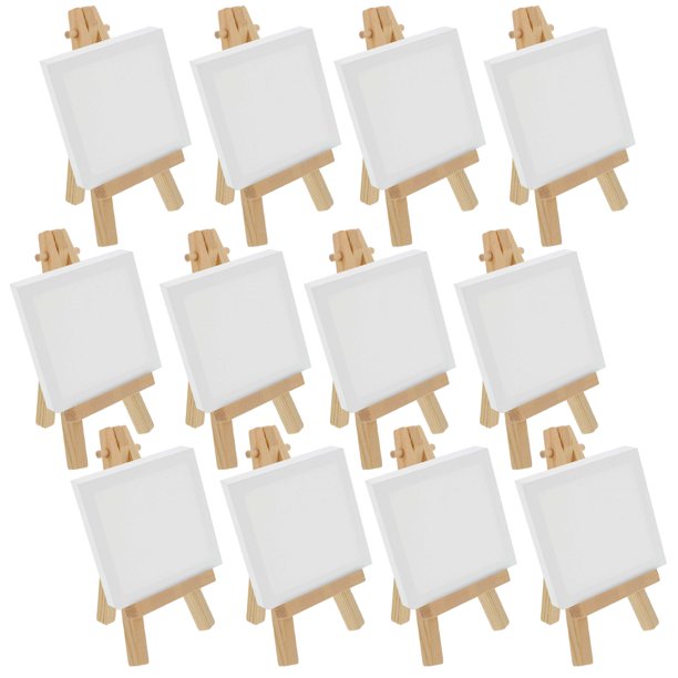 12 Pack U.S. Art Supply 2" x 2" Stretched Canvas with 5" Mini Natural