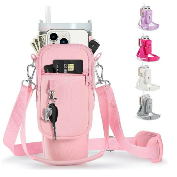 Water Bottle Carrier Bag with Phone Pocket for Stanley Cup 40/30oz,Insulated Neoprene Water Bottle Holder Cross-boday Bag with Adjustable Shoulder & Handheld Strap Stanley Cup Accessories