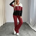 thumbnail image 4 of Bzdzmqm Women's 2 Piece Lounge Set V Neck Long Sleeve Hoodie with Wide Leg Pants Casual Solid Basic Tracksuit Cozy Zip Up Loungewear Fall Winter Outfit, Red M, 4 of 7