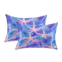 Yayeee Pillowcase Queen Size Set of 2 Satin Wrinkle Resistant Envelope Pillow Case, Pink Starfish Pattern