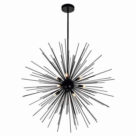 CWI Lighting Savannah 9 Light Metal Modern Chandelier in Black