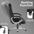 thumbnail image 3 of Furmax High Back Office Adjustable Ergonomic Desk Padded Armrests Executive PU Leather Swivel Task Chair with Lumbar Support, Black, 3 of 7