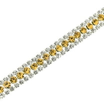 1 Yard 3 Rows Rhinestone Chain, 8.5mm Crystal Close Claw Chain Trim (Silver, Yellow, White)