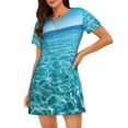 thumbnail image 1 of Disketp Crystal Clear Ocean Waves para Camisón Corto de Manga Corta para Mujeres, Camisón Cómodo con Escote Redondo, Bonito y Confortable, 1 of 6
