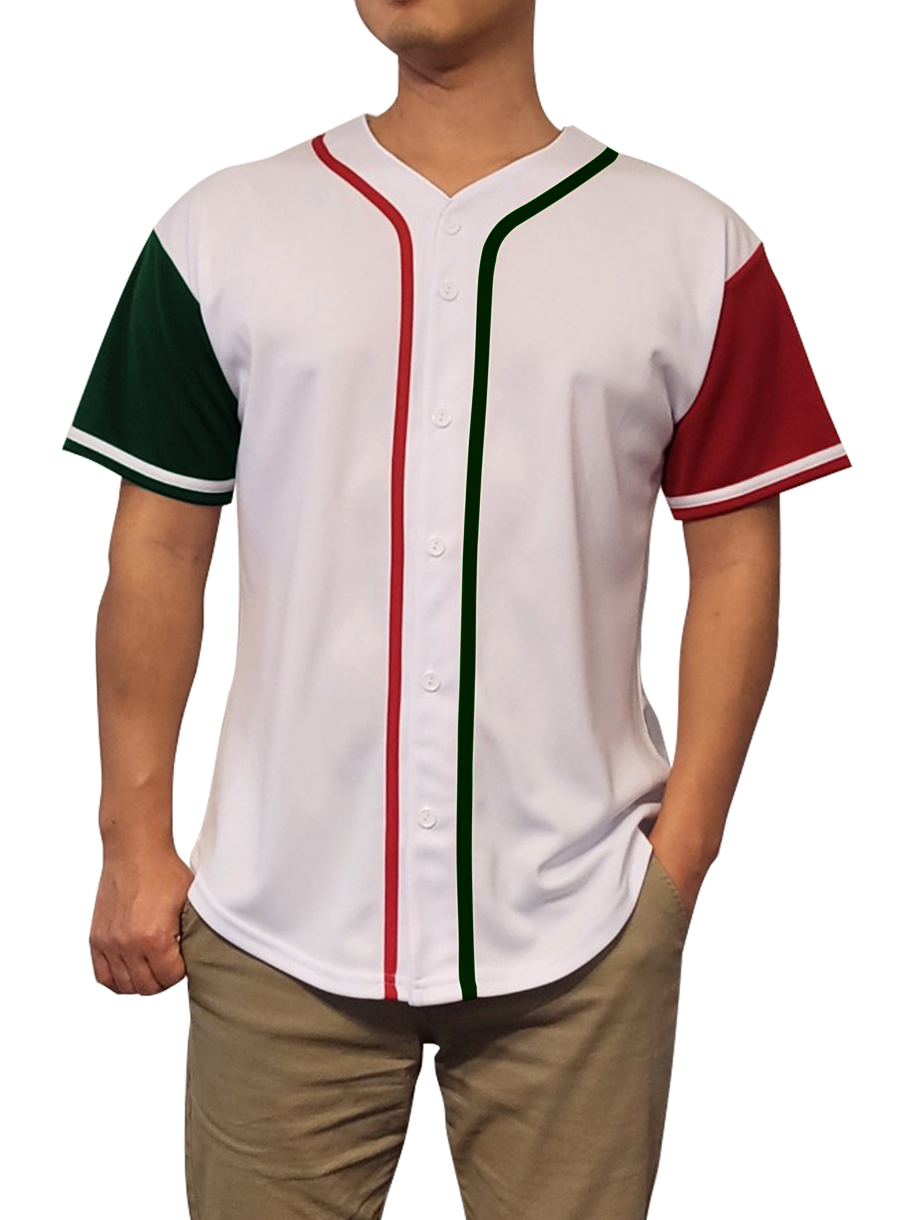 Lappel Men's Mexico Baseball Button Down Jersey League & College Sports  Team Uniforms Size up to 3XL Short Sleeve Athletic Sports Tee Shirts Made  in USA 