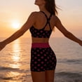 thumbnail image 6 of Busydd Womens Bathing Suits Tankinis 3 Piece Solid Color Round Neck Tankini Tops Polka Dot Bras and Boyshort Swimwear 3XL, 6 of 9