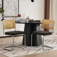 thumbnail image 2 of Natural Rattan Dining Chairs Set of 2/4/6, Upholstered Mid-Century Modern Dining Room Chairs with Cane Backrest, Retro Velvet Kitchen Chairs with Chrome Base, 2 of 8