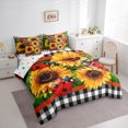 thumbnail image 3 of Homewish Rustic Sunflower 7pcs Bedding Comforter Set,Country Ladybug Queen Bedding Sets,Orange Red Black Queen Sheet Sets For Boys Girls,Breathable Home Decor Reversible, 3 of 8