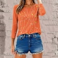 thumbnail image 6 of Womens 3/4 Sleeve Printed Tops, Loose Casual Tunic Shirts Fall Summer Floral T Shirt Crewneck Tee Orange S, 6 of 9