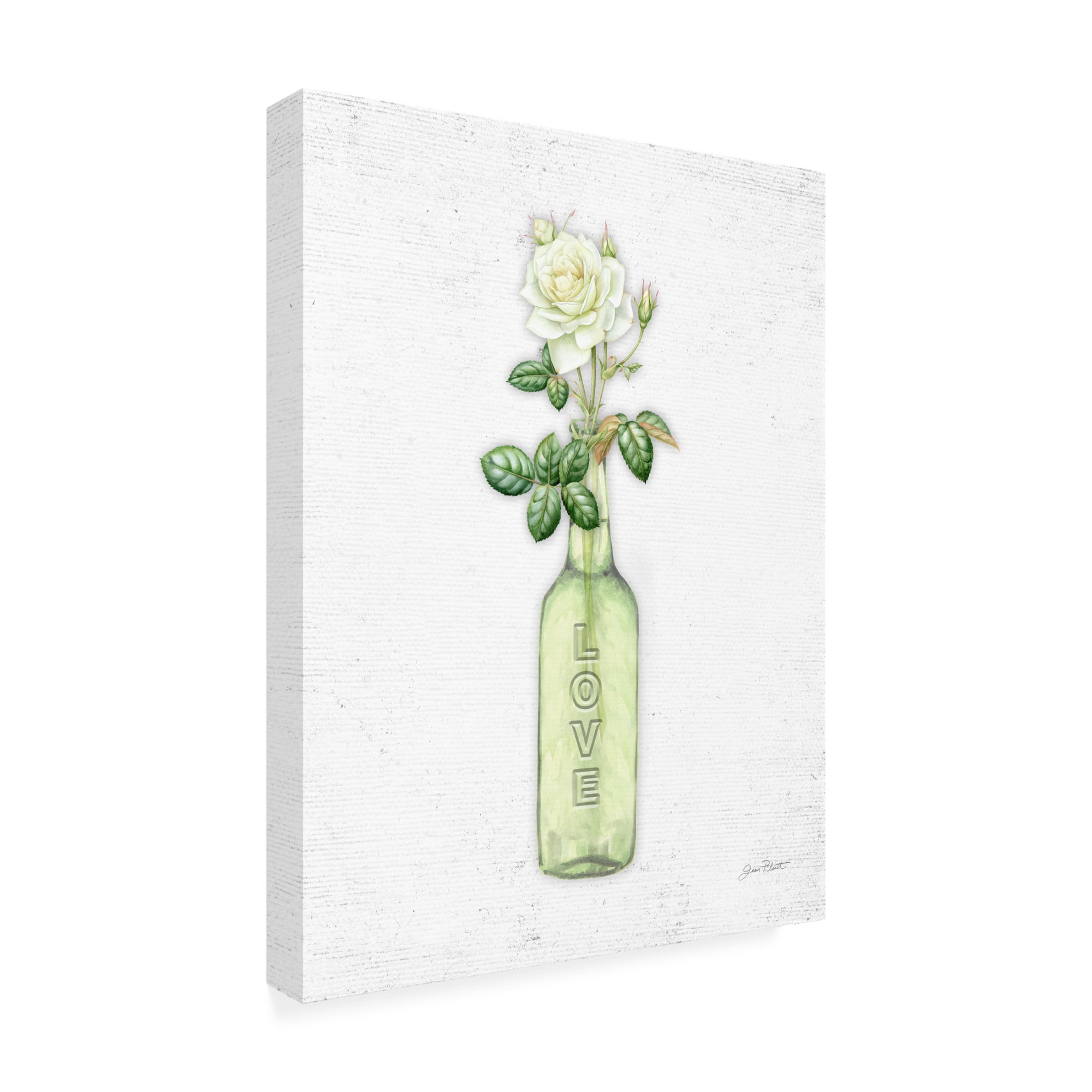Canvas Wall Art - Jean Plout 'Florals In Bottles B' Wall Art for Living Room, Bedroom, or Office Décor by Trademark Fine Art - 14 x 19 Inches