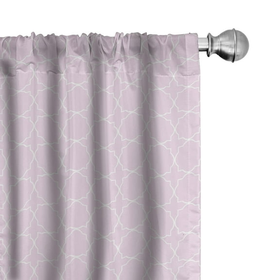 Ambesonne Eastern Window Curtains, Thin Line Oriental Motif, Each 28" W x 84" L, Pale Pink White