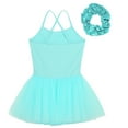 thumbnail image 3 of LiiYii Little Girl Sequined Camisole Ballet Tutu Dress Mesh Skirted Leotard with Hair Tie Ballerina Outfit Turquoise L, 3 of 6