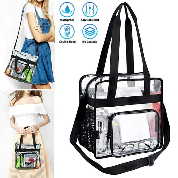 JahyShow Clear Crossbody Purse Bag, Stadium Approved Clear Tote Bag with Strap for Concert, Sports Games
