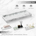 thumbnail image 5 of Resin White Marble Bathroom Accessories Set 5 Pcs, Lotion Soap Dispenser, Toothbrush Holder, Bathroom Tumbler, Qtip Holder and Vanity Tray, Bathroom Countertop Organizer Set for Home Apartment, 5 of 18