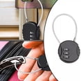 thumbnail image 4 of Lefu 3 Digit Password Lock Portable Anti-theft Wire Rope Dormitory Cabinet Lock Padlock Luggage Combination Lock Home Hardware Black, 4 of 10