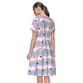 thumbnail image 2 of Bixox Robe d'Été à Manches Courtes pour Femmes Robe Ample Longueur Genou avec Poches-Flamant Rose1, 2 of 7