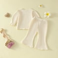 thumbnail image 3 of Fsqjgq Baby Girl Clothes Toddler Girls Fall Winter Bell-Bottoms Outfits Long Puff Sleeve Sweatshirt Tops and Flare Pants 2pcs Clothing Sets 6-12 Months, 3 of 9