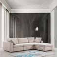 thumbnail image 5 of Tesla Mid-Century Modern L-Shaped Pillow Back Fabric Modular Sectional in Beige, 5 of 5
