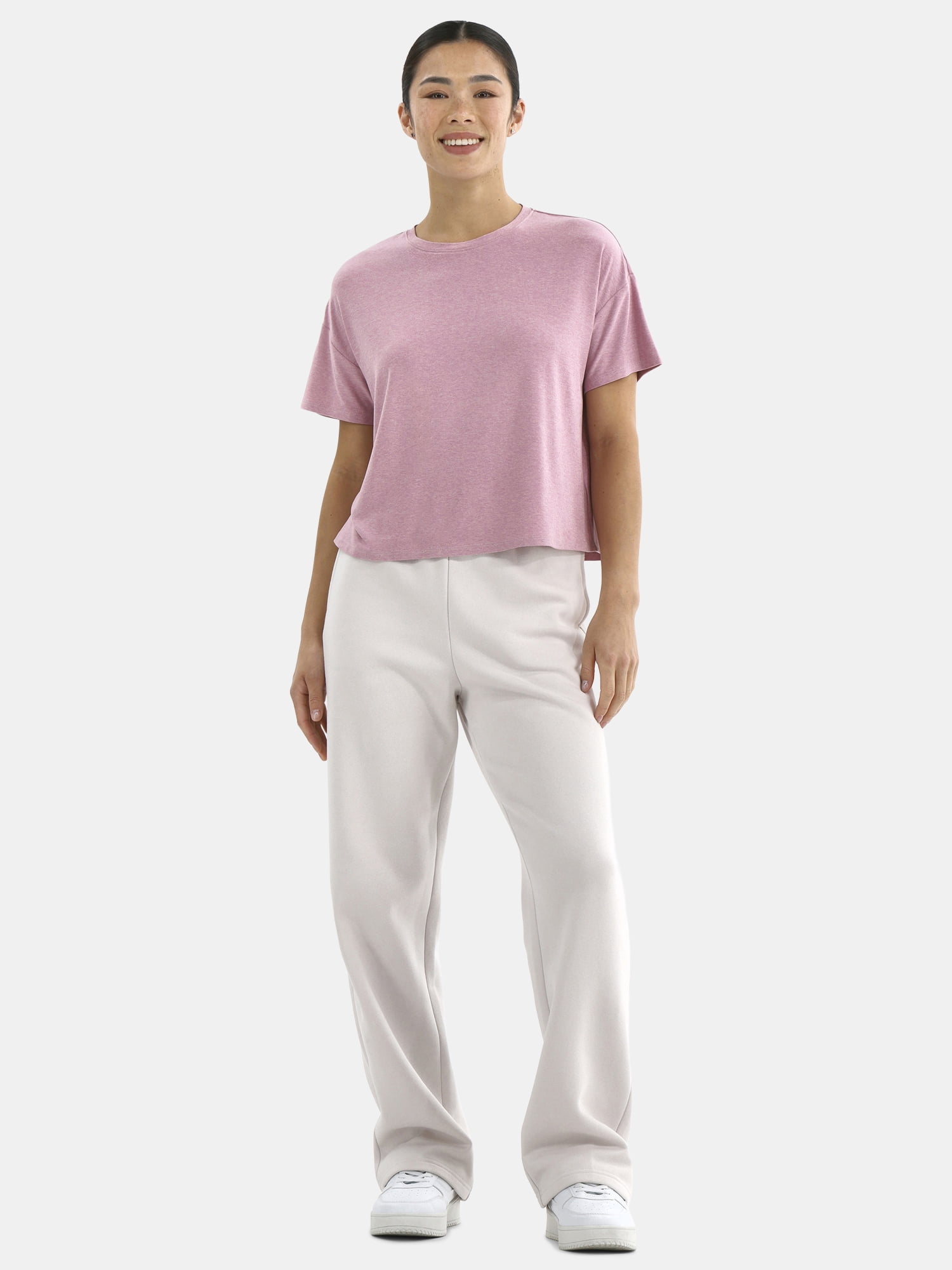 Athletic Works Women's ButterCore Cropped Tee with Short Sleeves, Sizes XS-XXXL