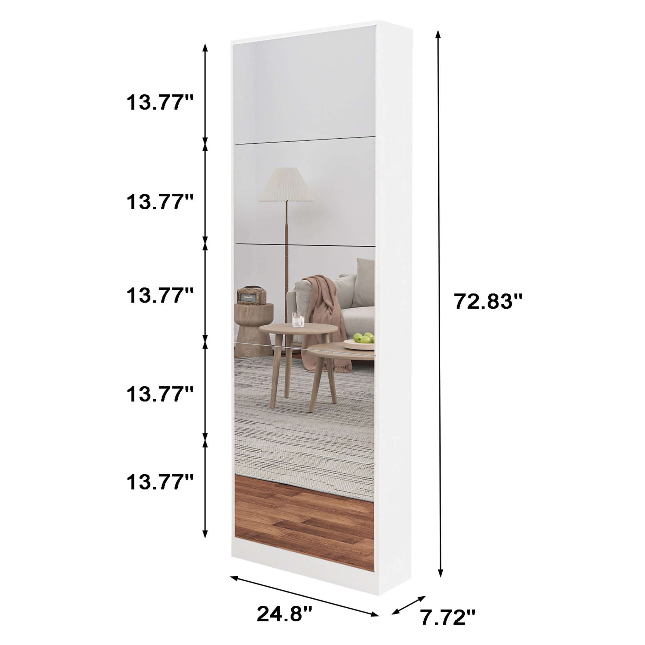 Wooden Shoe Storage Cabinet with Mirror 5-Tier Liberia Ubuy