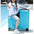 thumbnail image 4 of Miumaeov 24 Inch Children's Ride-On Trolley Luggage, Portable Universal Wheel Luggage, Waterproof Unisex Boys Girls Travel Suitcase with Lock Rideable Luggage, ABS+PC, Aged 6-12 Years Old, 4 of 9